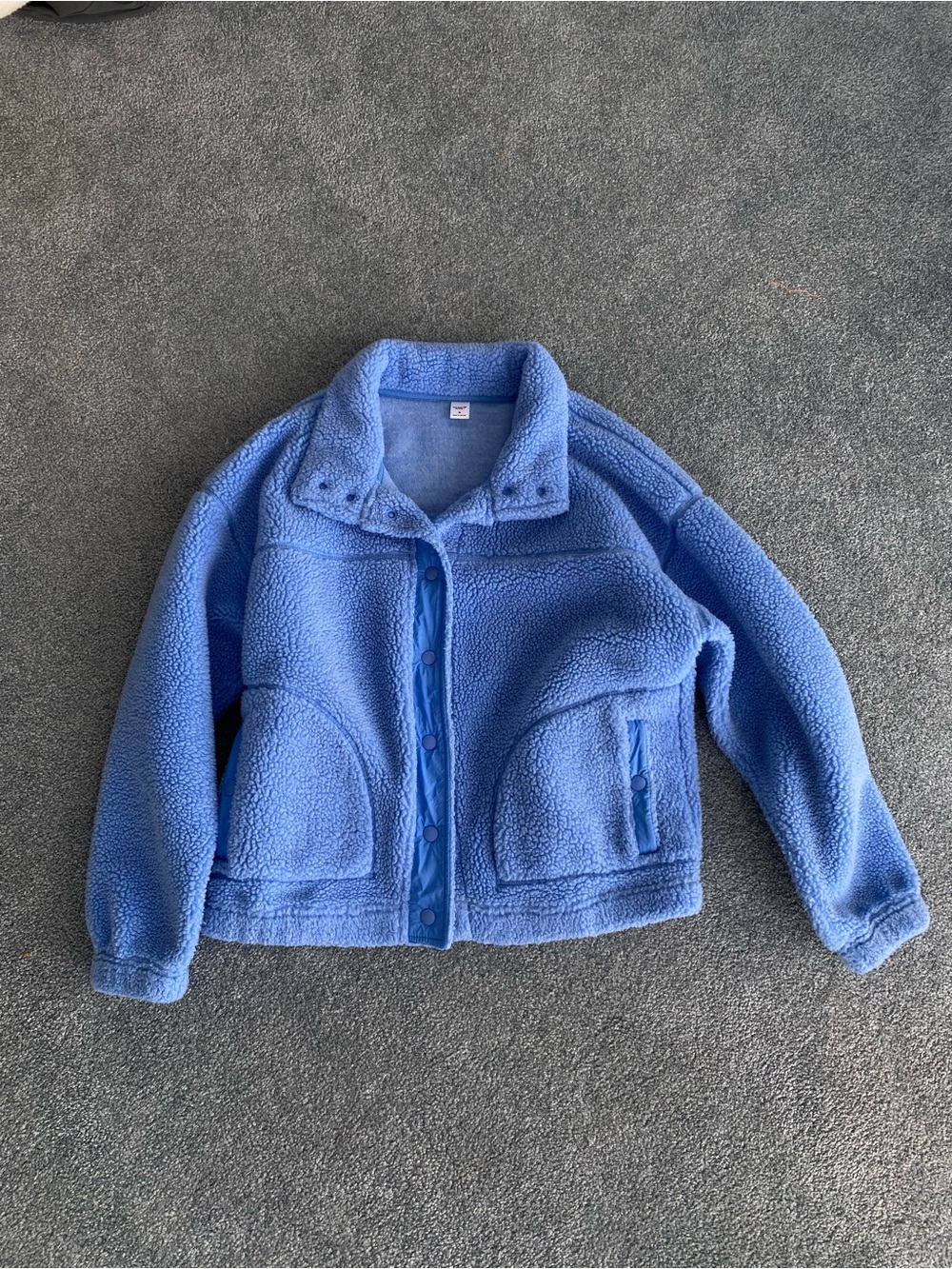 Old Navy Blue Sherpa Snap-Front Puffer Jacket